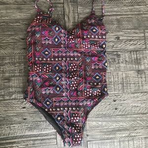 Multicolored one piece swimsuit